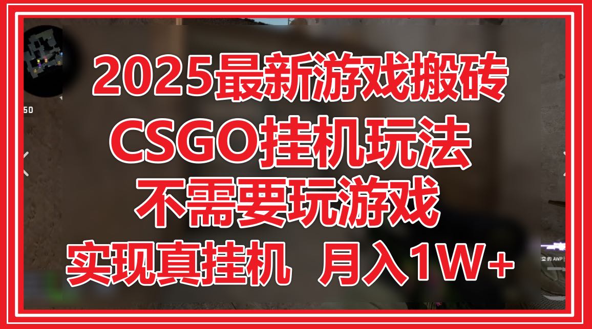 2025最新游戏搬砖，CSGO挂机，不需要玩游戏，实现真挂机，月入1W+-聚业
