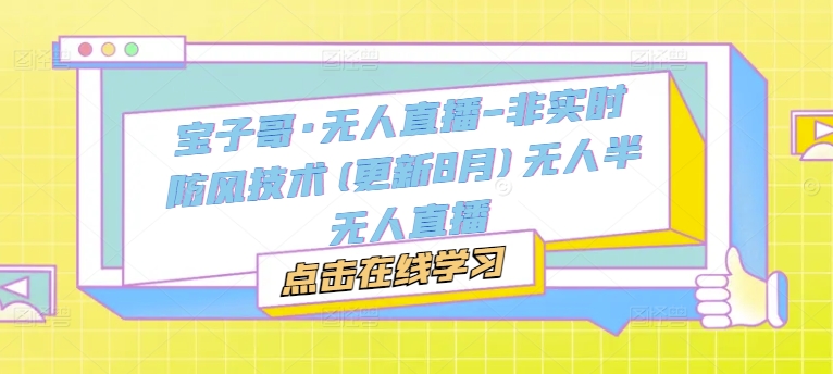 宝子哥·无人直播-非实时防风技术(更新25年5月)无人半无人直播-聚业