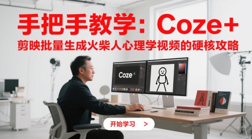 手把手教学：Coze + 剪映批量生成火柴人心理学视频的硬核攻略-聚业
