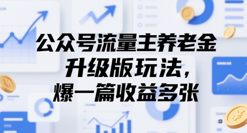 公众号流量主养老金升级版玩法，爆一篇收益多张-聚业