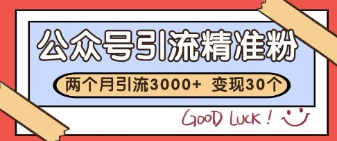 公众号精准粉引流玩法，2个月3000+精准粉，变现30个W【揭秘】-聚业