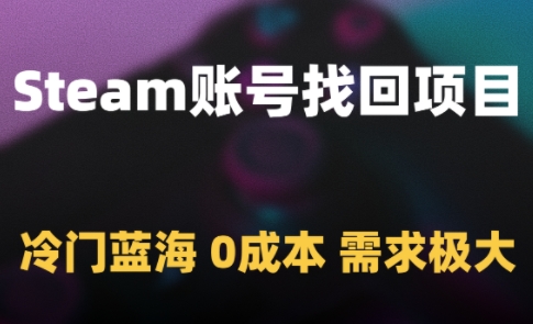 Steam账号找回项目，冷门蓝海，0成本，需求极大-聚业