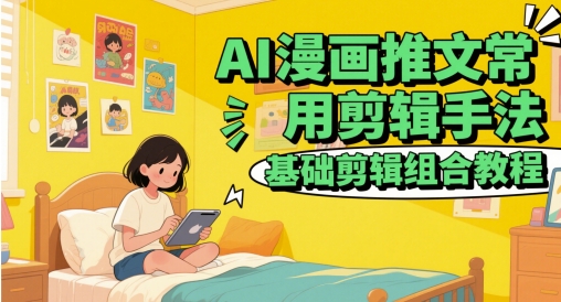 AI漫画推文常用剪辑手法，基础剪辑组合教程-聚业