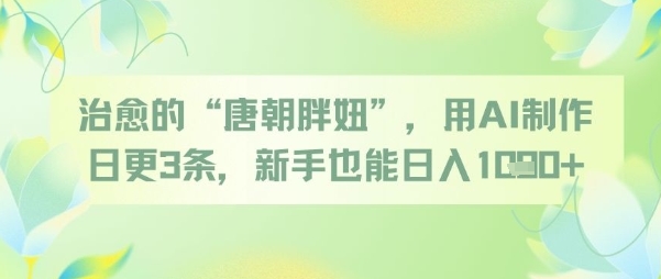 治愈的“唐朝胖妞”，用AI制作日更3条，新手也能日入多张-聚业