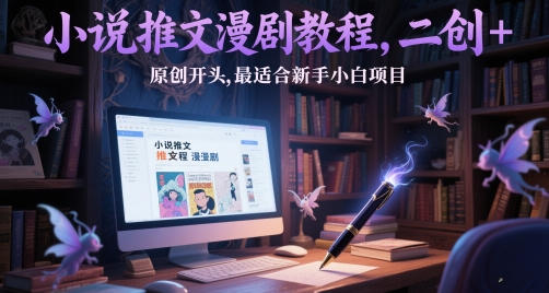 小说推文漫剧教程，二创+原创开头，最适合新手小白项目-聚业
