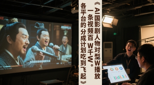 AI三国影视剧人物对口型唱歌玩法，一条视频百W千W播放，各平台的分成计划吃到飞起-聚业