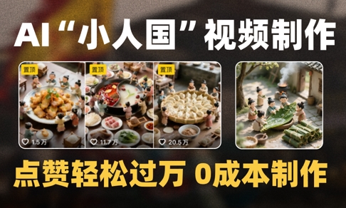 爆款1000W+播放微缩景观迷你小人国AI视频0成本制作全流程教学-聚业