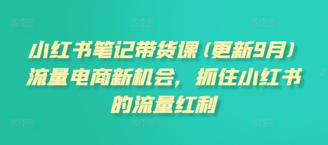 小红书笔记带货课(更新25年5月)流量电商新机会，抓住小红书的流量红利-聚业