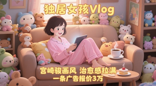 单个账号涨粉71W！用AI制作独居女孩Vlog，宫崎骏画风，治愈感拉满，一条广告报价3W-聚业