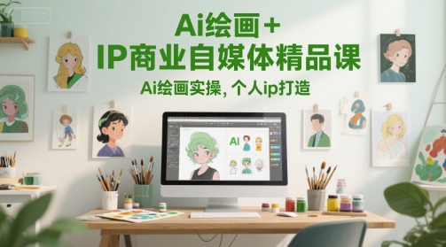 Ai绘画+IP商业自媒体精品课，Ai绘画实操，个人ip打造-聚业