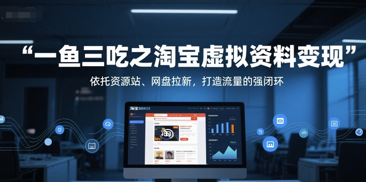 一鱼三吃之淘宝虚拟资料变现，依托资源站、网盘拉新，打造流量的强闭环-聚业